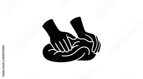 Photos A black silhouette icon showing two hands kneading a ball of dough
