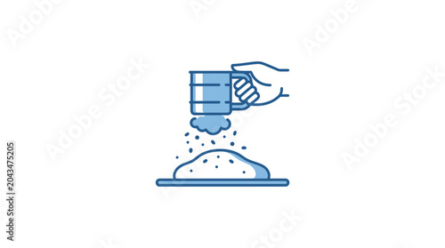 Принти на полотні A hand holding a flour sifter over a pile of sifted flour.