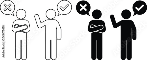 Fotografia Simple approval and disapproval icon people with speech bubbles