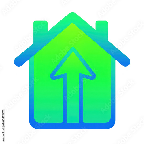 Upward Arrow Inside House Icon Vector Illustration
