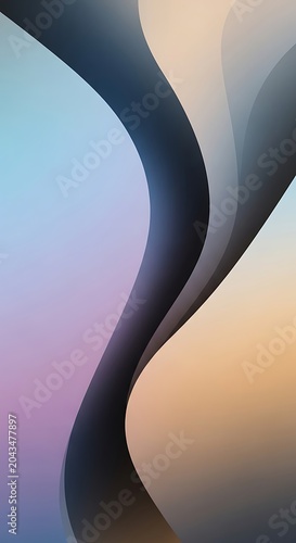 Abstract Elegant Wavy Gradient Background with Pastel and Dark Tones