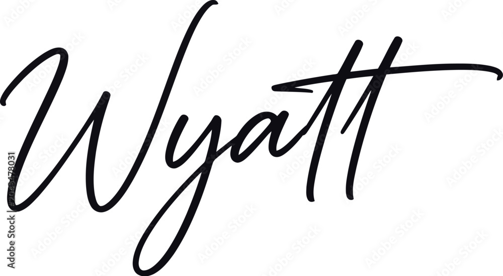 Obraz premium Wyatt is written in a black cursive script font that serves as a custom name sign design.