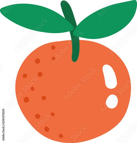 cute orange juice fruit with leaf vector cartoon illustration 