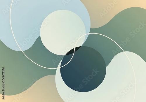 Abstract Modern Geometric Background with Soft Pastel Circles and Organic Shapes
