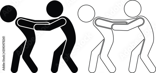 Tableau sur toile Two people carrying each other in a supportive hug pose