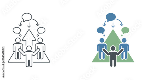 Konstfotografi Business team leader presenting ideas with speech bubbles as a vector illustrati