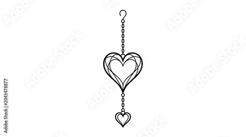 Foto Decorative Heart Wind Chime Outline Illustration