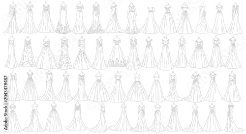 Photos Many wedding dresses on display.