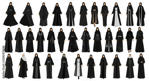 Photos Monks in black robes standing together.