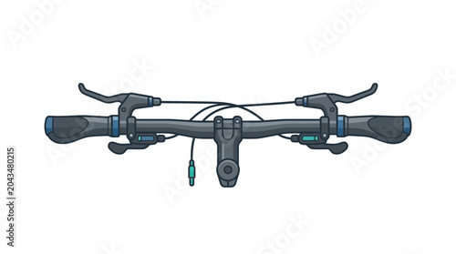 Obraz na płótnie Top view illustration of a bicycle handlebar with brake levers and grips