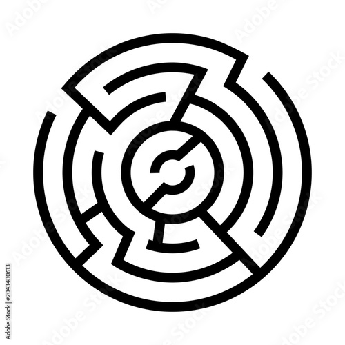 Maze Labyrinth Vector Outline Illustration Isolated on White Background