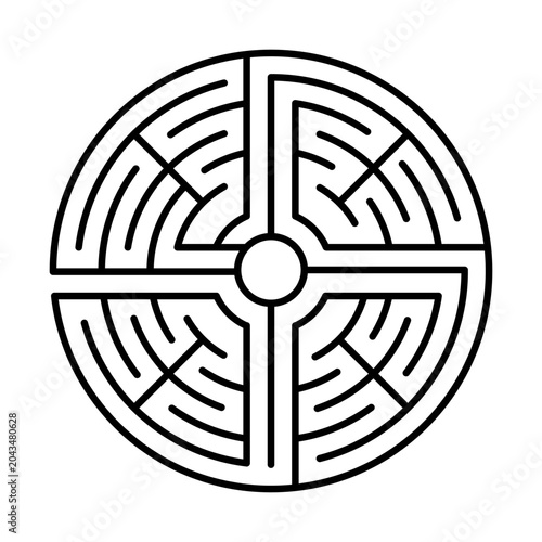 Maze Labyrinth Vector Outline Illustration Isolated on White Background