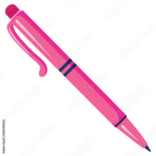 Bild auf Leinwand Pink retractable pen icon in vector illustration style with simple modern design