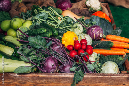 Variety of raw vegetables. Fresh vegetables and fruits background