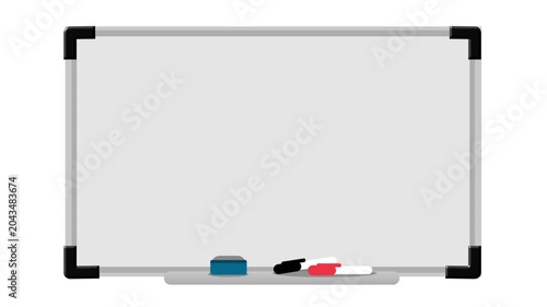  A clean presentation whiteboard slides into the frame on a solid background, creating an empty copy space template.