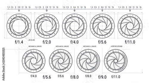 Bild auf Leinwand Camera Aperture Blades Diagram: f/1