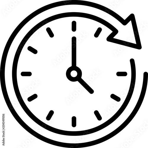 Fotografie Clock icon with circular arrow, representing time and continuity