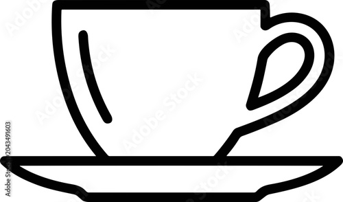 Obraz na płótnie Minimalist coffee cup and saucer outline icon, simple line art beverage symbol