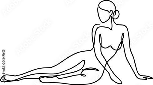 Continuous Line Drawing of a Reclining Woman, Elegant Figure, Minimalist Art, Female Form