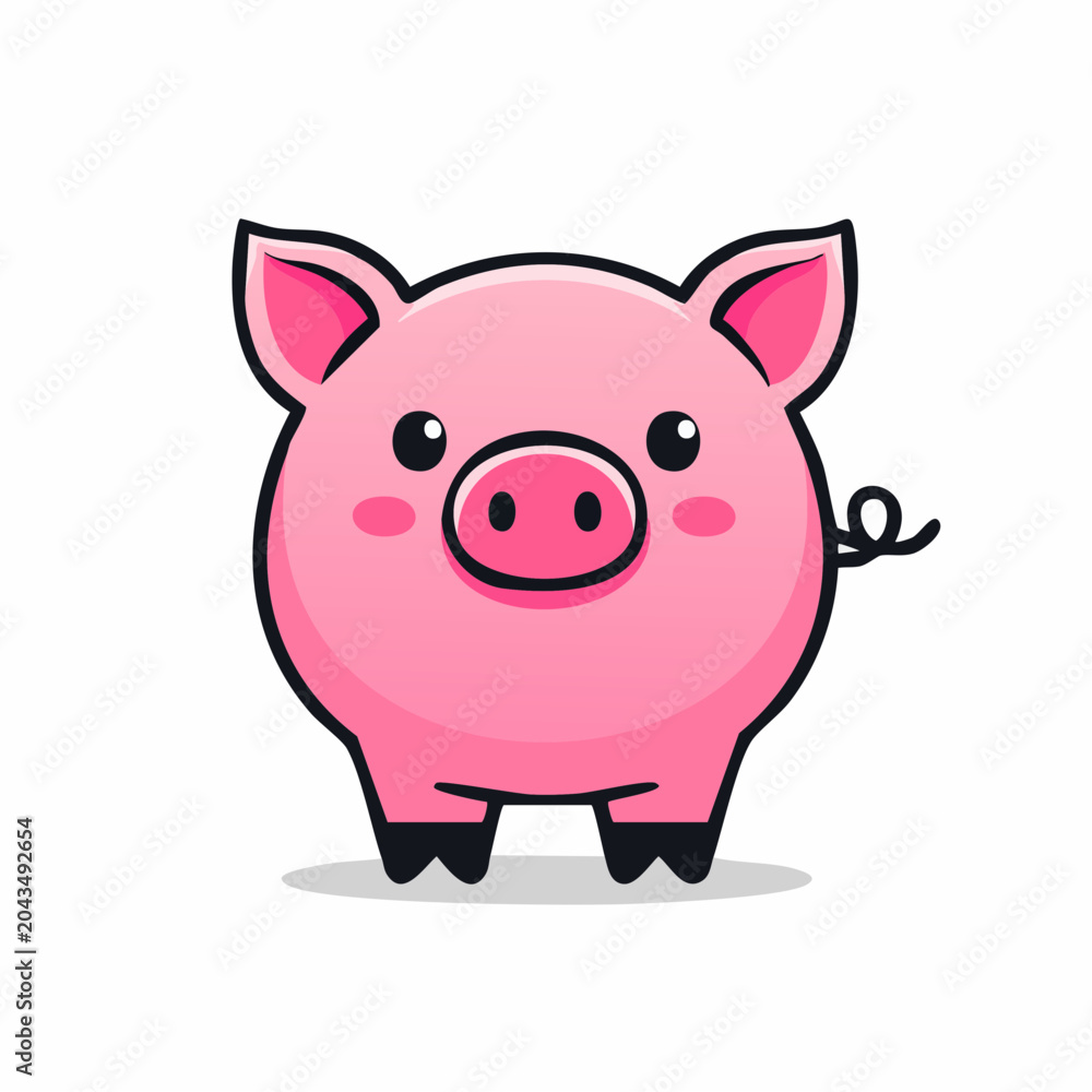 Fototapeta premium Cute Pink Pig Cartoon Character