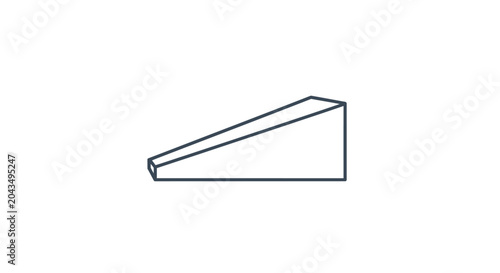 Simple wedge shape outline, graphic design element, isolated on white background.