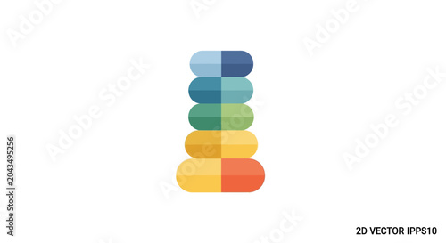 Stacked Oval Shapes, Colorful Segments, Abstract Data Visualization, Modern Design
