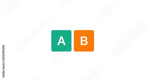 Two Square Buttons Labeled A and B, Choice, Decision, Option, Comparison, Alternative, Selection