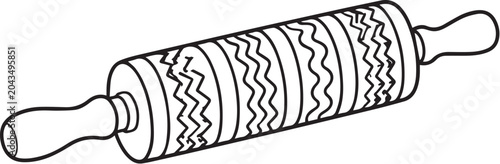 Pottery Clay Texture Roller Line Art Icon Isolated Ceramic Surface Tool