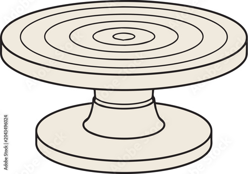 Pottery Trimming Spinner Line Art Icon Isolated Ceramic Wheel Support Tool Black And White Vector Illustration