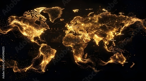Dramatic Satellite View of Earth at Night with City Lights and Urban Glow
