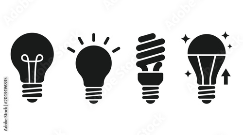 Obraz na płótnie four light bulb silhouettes on white background