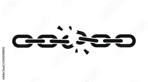 Tableau sur toile A black and white icon of a broken metal chain link.