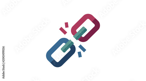 Tableau sur toile A broken metal chain link icon representing disconnection or a severed connection