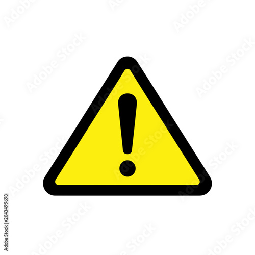 Warning Caution Symbol Icon, Yellow Triangle with Exclamation Mark Vector Graphic Isolated on Transparent Background
