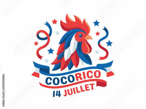 Cocorico Rooster Emblem for Bastille Day Celebration