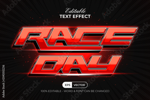 Text Effect Race Day 3D Style. Editable Text Effect.