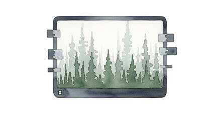 Watercolor Style Mountain Landscape Artwork Isolated Transparent Background Design