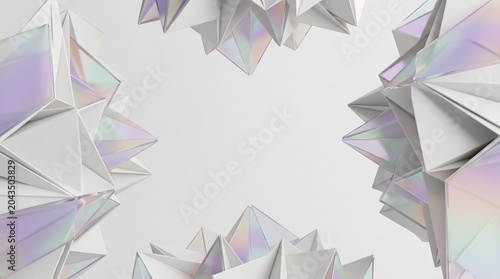 Abstract Minimalist Background with Hanging Holographic Geometric Spheres and Copy Space