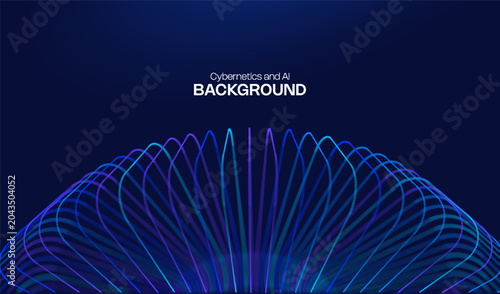 Background abstract artificial with ai light digital for futuristic speed prompt. Data network banner with blue cyber design for graphic algorithm business. Communication computer background