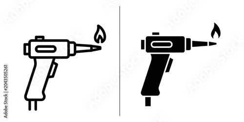 Bild auf Leinwand Blowtorch with flame symbol for repair and crafting on white background