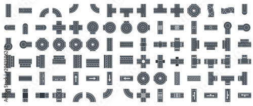 Top Down Road Network Icons For Maps
