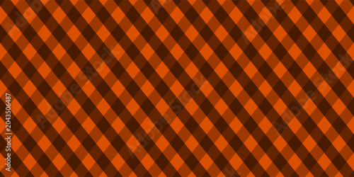 Orange plaid checkered pattern, seamless textile background. Warm classic fabric design suitable for flannel clothing, fashion prints, and surface pattern design.