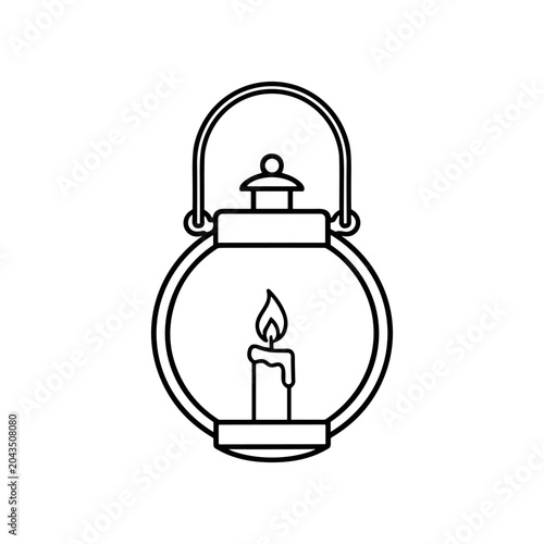 Foto Black and white lantern with candle.