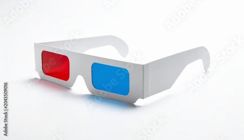 Paper anaglyph glasses. Isolated render on a white background isolated on bright white background.