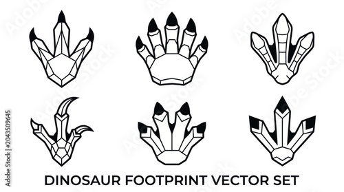 Foto Dinosaur Footprint Vector Set: Ancient Tracks Collection