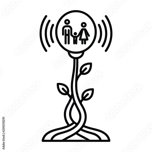 Fotografia Family tree icon with growing plant roots, genealogy lineage concept vector, org