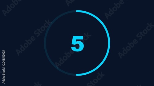 Circular progress bar with number 5 in the center, ideal for countdowns, loading indicators, or user interface elements