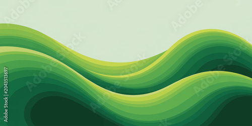 Abstract Green gradient Wave Background with Flowing Curves and Nature Inspired Vector Design