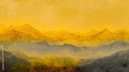 Serene Golden Landscape with Soft Texture and Blended Yellow Background