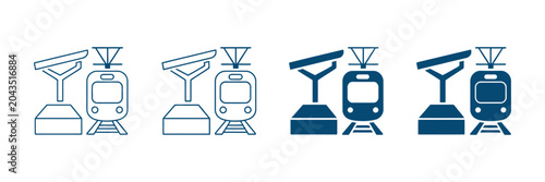 Quadro su tela Railway outline icon set featuring high-speed train designs and train depot symb